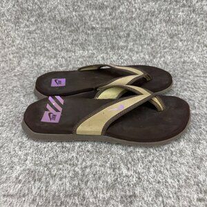 ✅Nike Womens 8 Celso Sandal Thong Slide Flip Flop Shoes Brown/Tan Purple Logo
